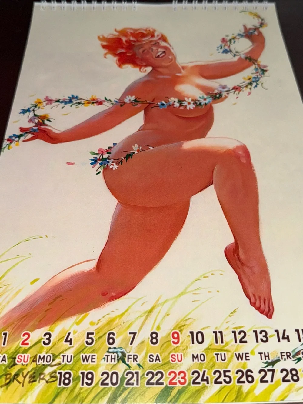 Vintage reproduction Duane Bryar's plus size pinup girl Hilda calendar